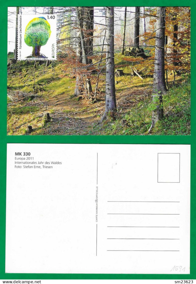 Liechtenstein  2011  Mi.Nr. 1591 , EUROPA CEPT / Der Wald - Maximum Card - Ersttagsstempel Vaduz 6.6.2011 - Maximum Cards