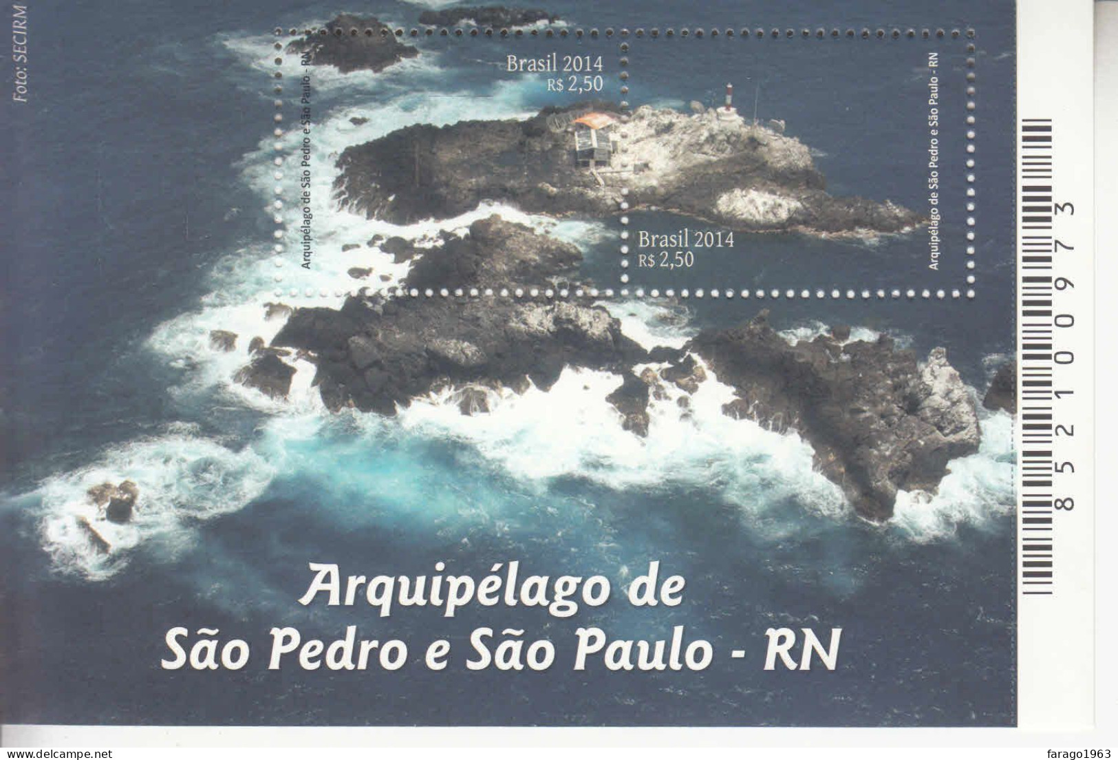 2014 Brazil Sao Pedro E Sao Paulo Geography Archipelago Souvenir Sheet MNH - Neufs