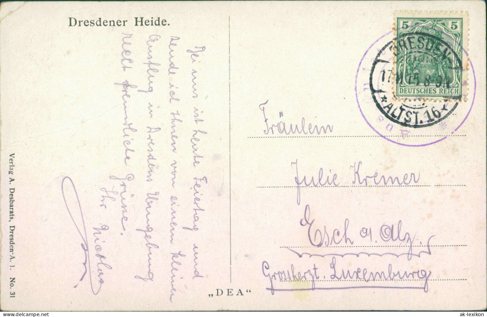 Dresdner Heide-Dresden Dresdener Heide,  Die Stadt Und Elbe, Künstlerkarte G1915 - Dresden