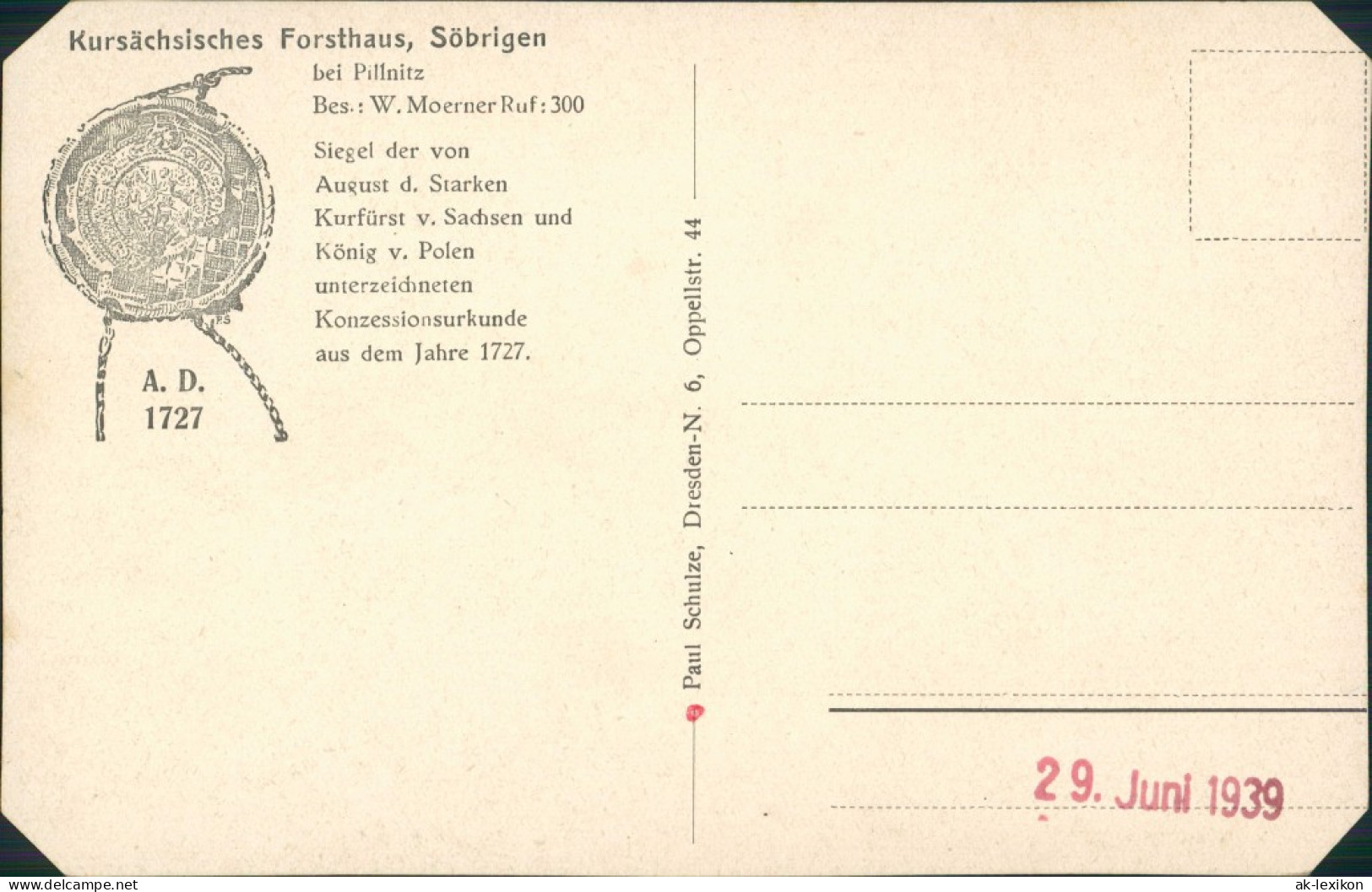 Ansichtskarte Söbrigen-Dresden Dampfer Vor Dem Forsthaus 1938 - Dresden