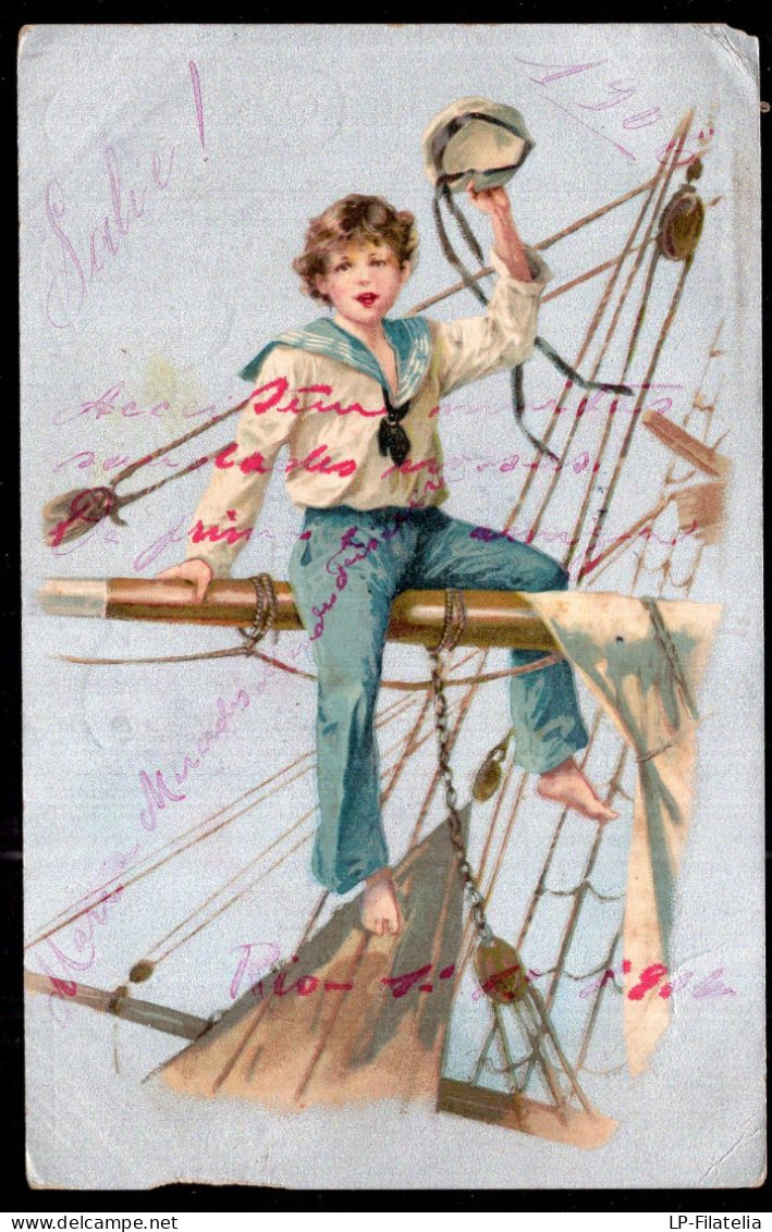 Brasil - 1906 - Children - Drawing - Sailor Boy - Children's Drawings