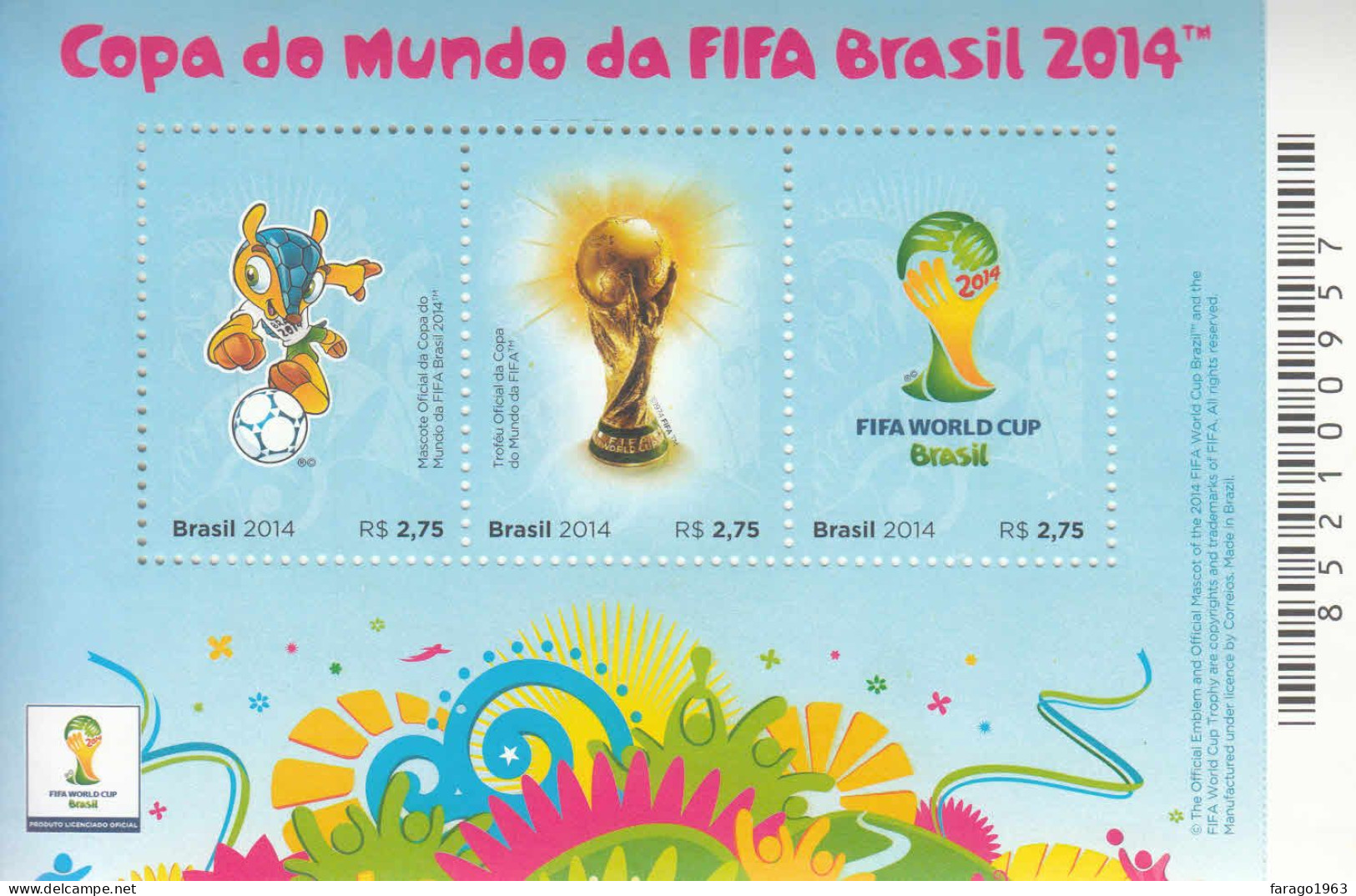 2014 Brazil World Cup Football Souvenir Sheet MNH - Neufs