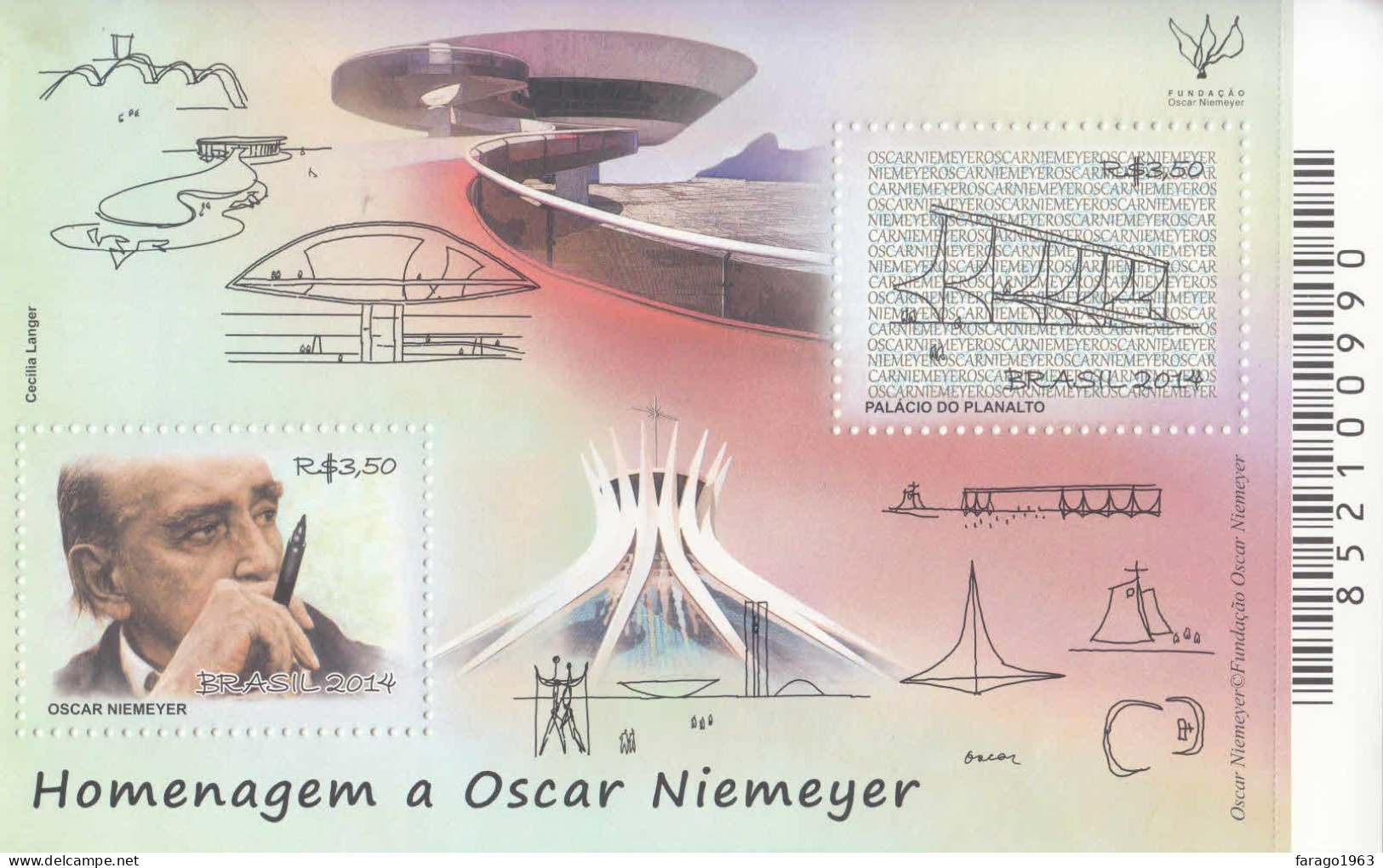 2014 Brazil Architecture Niemeyer Souvenir Sheet MNH - Neufs