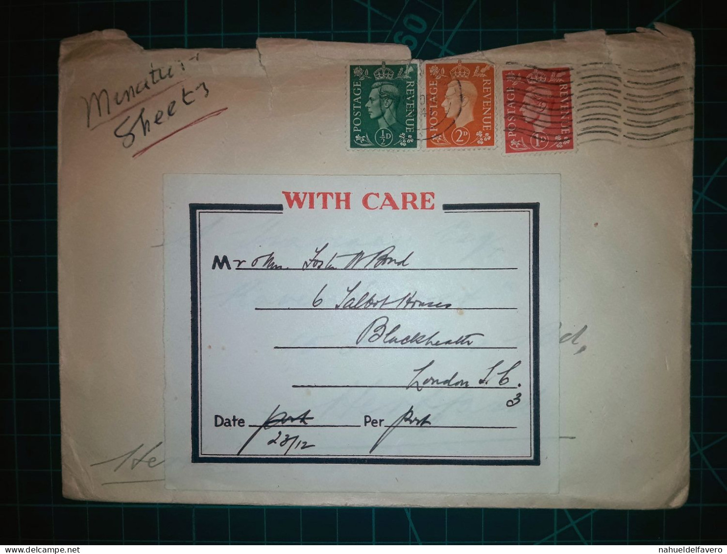 ANGLETERRE, Enveloppe A Circulé à Londres Avec Une Variété Colorée De Timbres-poste. Années 1940 - Used Stamps