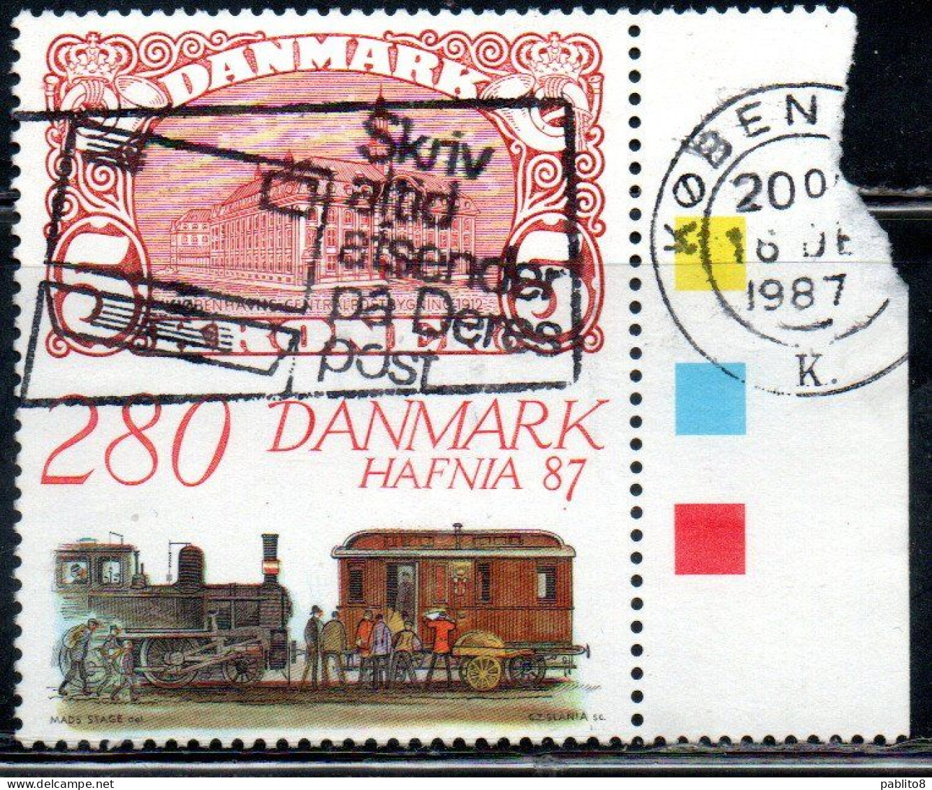 DANEMARK DANMARK DENMARK DANIMARCA 1987 HAFNIA 87 BELLA CENTER COPENHAGEN 2.80k USED USATO OBLITERE' - Usati