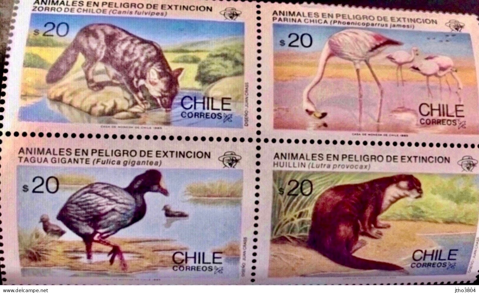 CHILI 1985 Bloc Neuf De 4 V Wild Life Of Chile - Unused Stamps