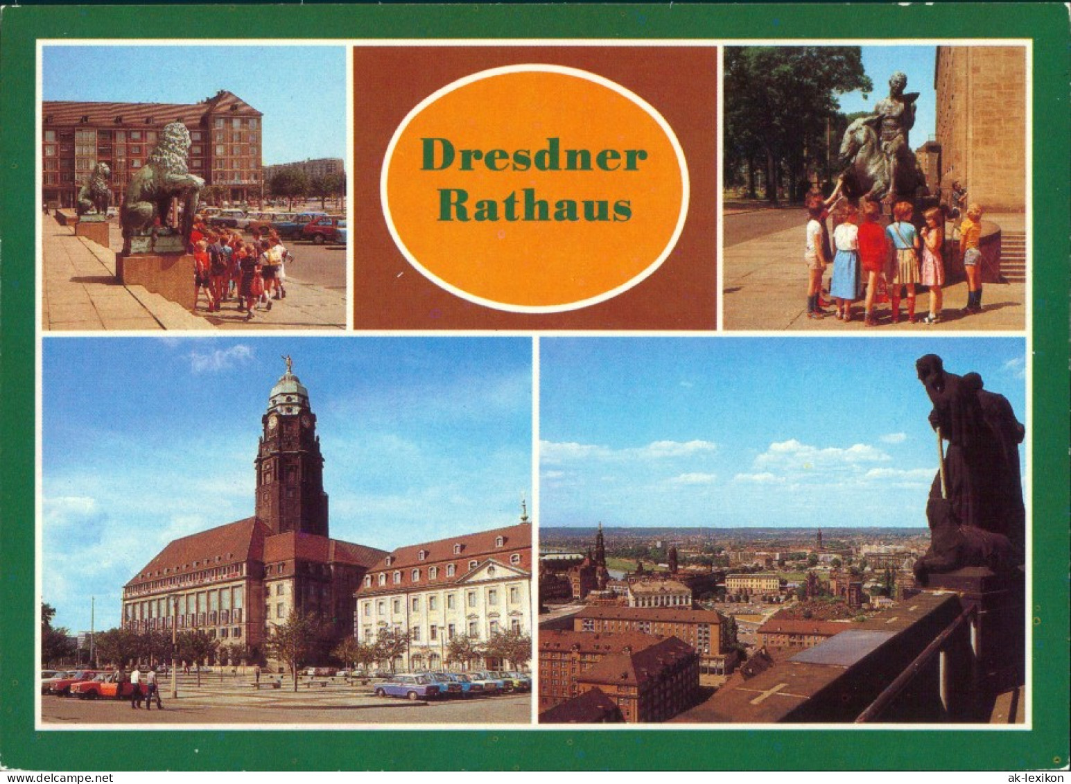 Ansichtskarte Dresden Rathaus, Wappenlöwen, Bacchus, Blick Nach Neustadt 1986 - Dresden