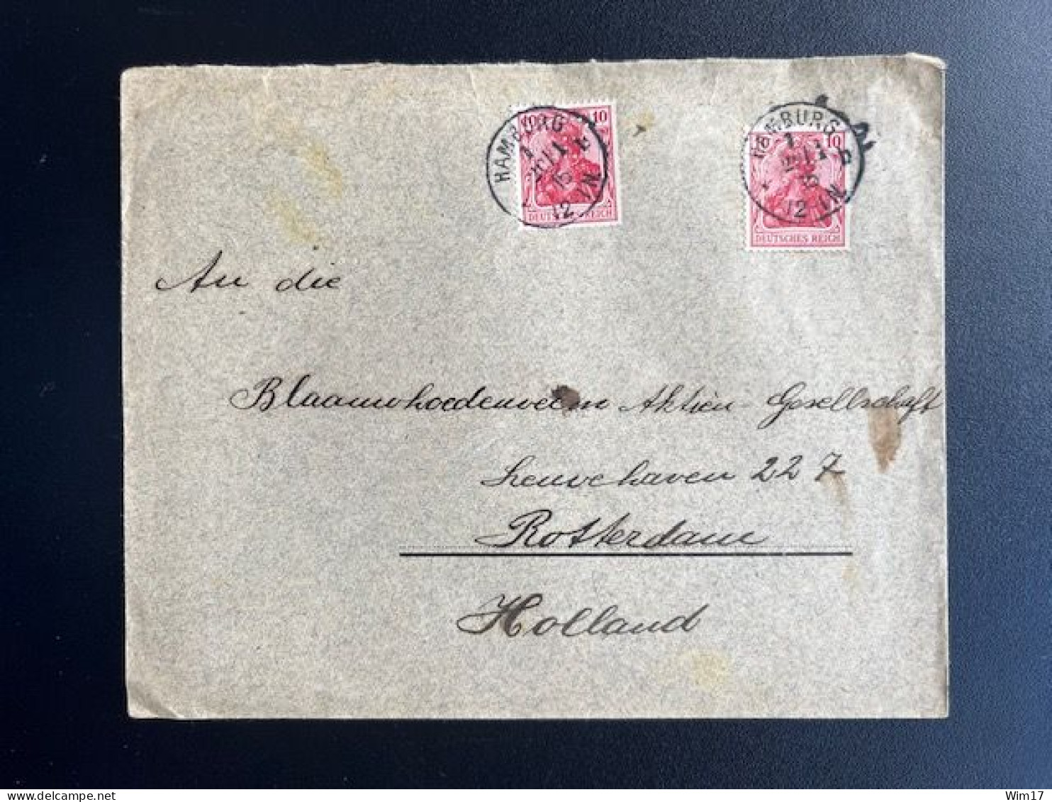 GERMANY 1915 LETTER HAMBURG TO ROTTERDAM 20-01-1915 DUITSLAND DEUTSCHLAND - Covers & Documents