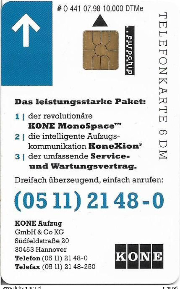 Germany - Kone Aufzüge 8 - Mono Space 1+1+1=1 - O 0441 - 07.1998, 6DM, 10.000ex, Mint - O-Serie : Serie Clienti Esclusi Dal Servizio Delle Collezioni