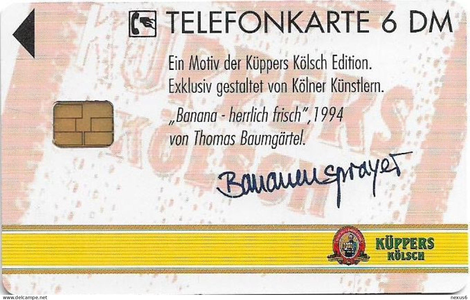 Germany - Küppers Beer Kölsch 1 - Banane (With SIgnature) - O 2587 - 11.1994, 6DM, 6.500ex, Used - O-Series : Séries Client