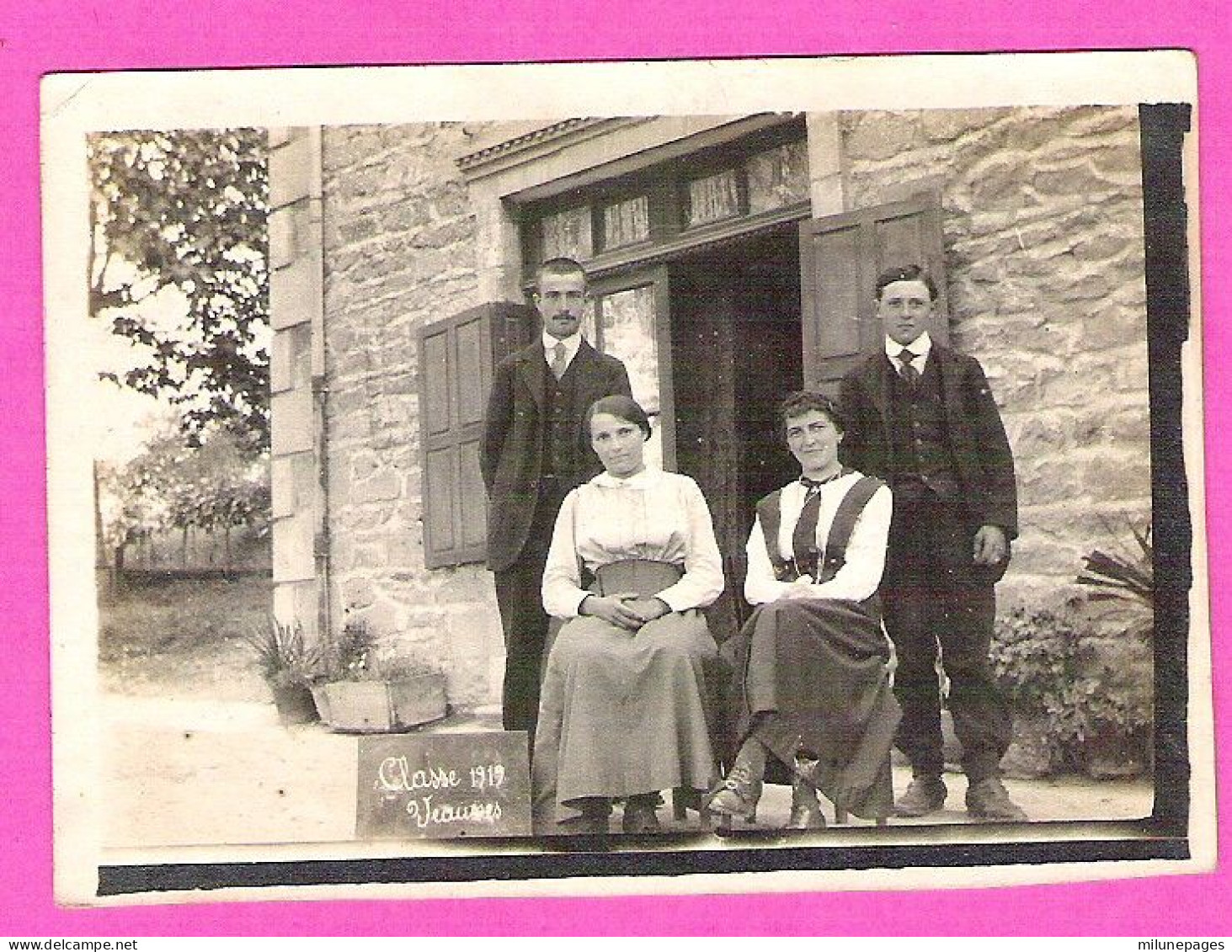 Petite Photo Des Classards De La Classe 1919 De Veaunes Dans La Drôme , Ils Ne Sont Que 4 - Anonymous Persons