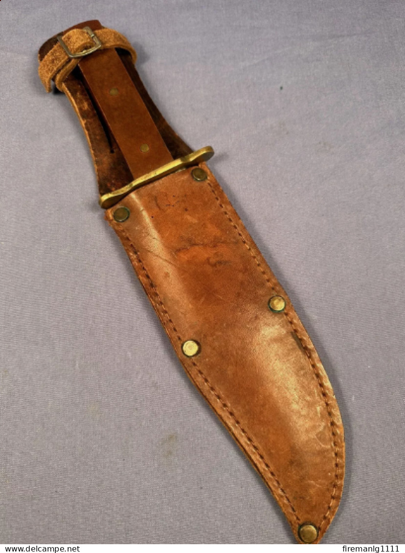 Rare WW2 Australia US Commander Fighting Knife W Sheath-Levensons Radio Sydney - Knives/Swords