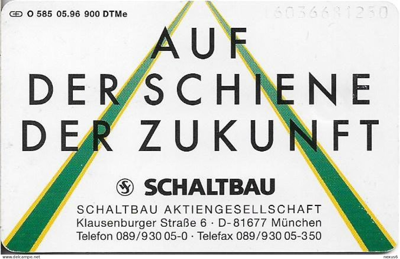 Germany - Schaltbau AG 1 - City Night Line - O 0585 - 06.1996, 12DM, 900ex, Used - O-Series : Séries Client