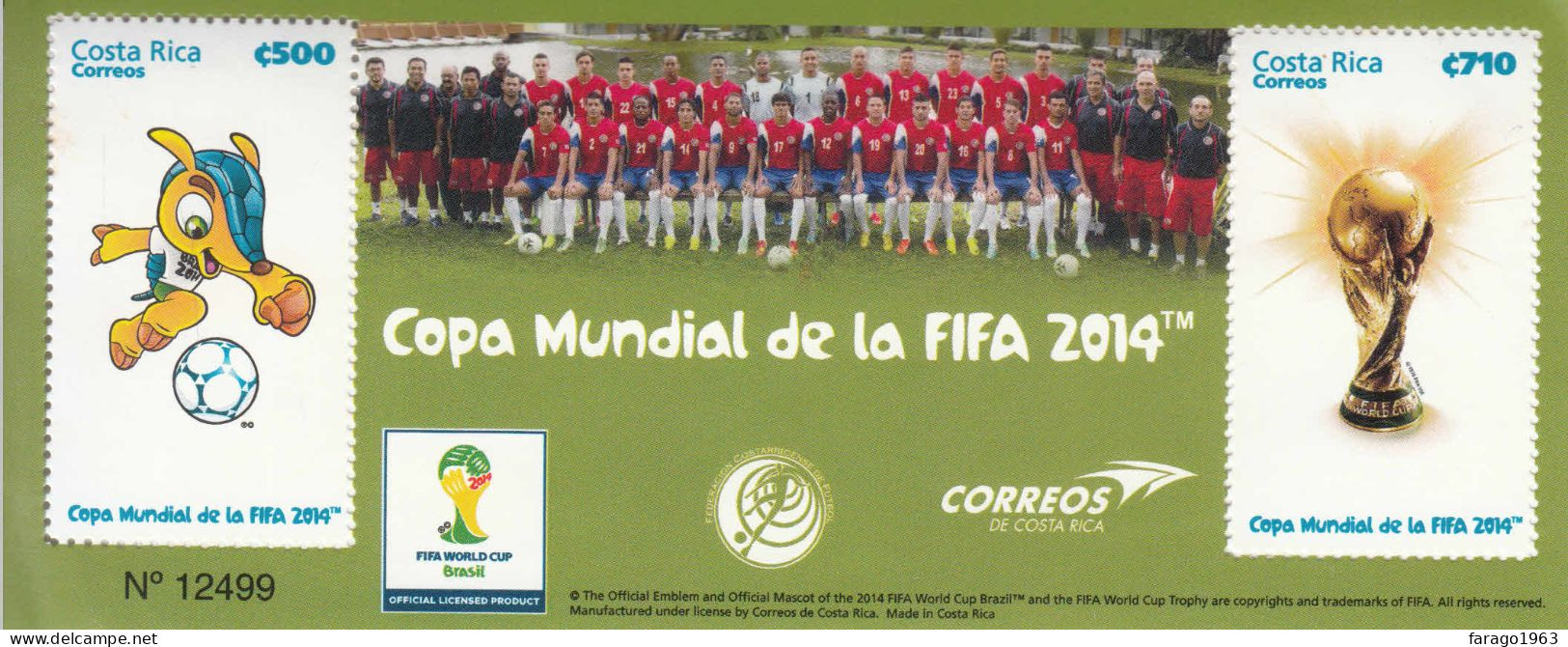 2014 Costa Rica World Cup Football Brazil Souvenir Sheet MNH - Costa Rica
