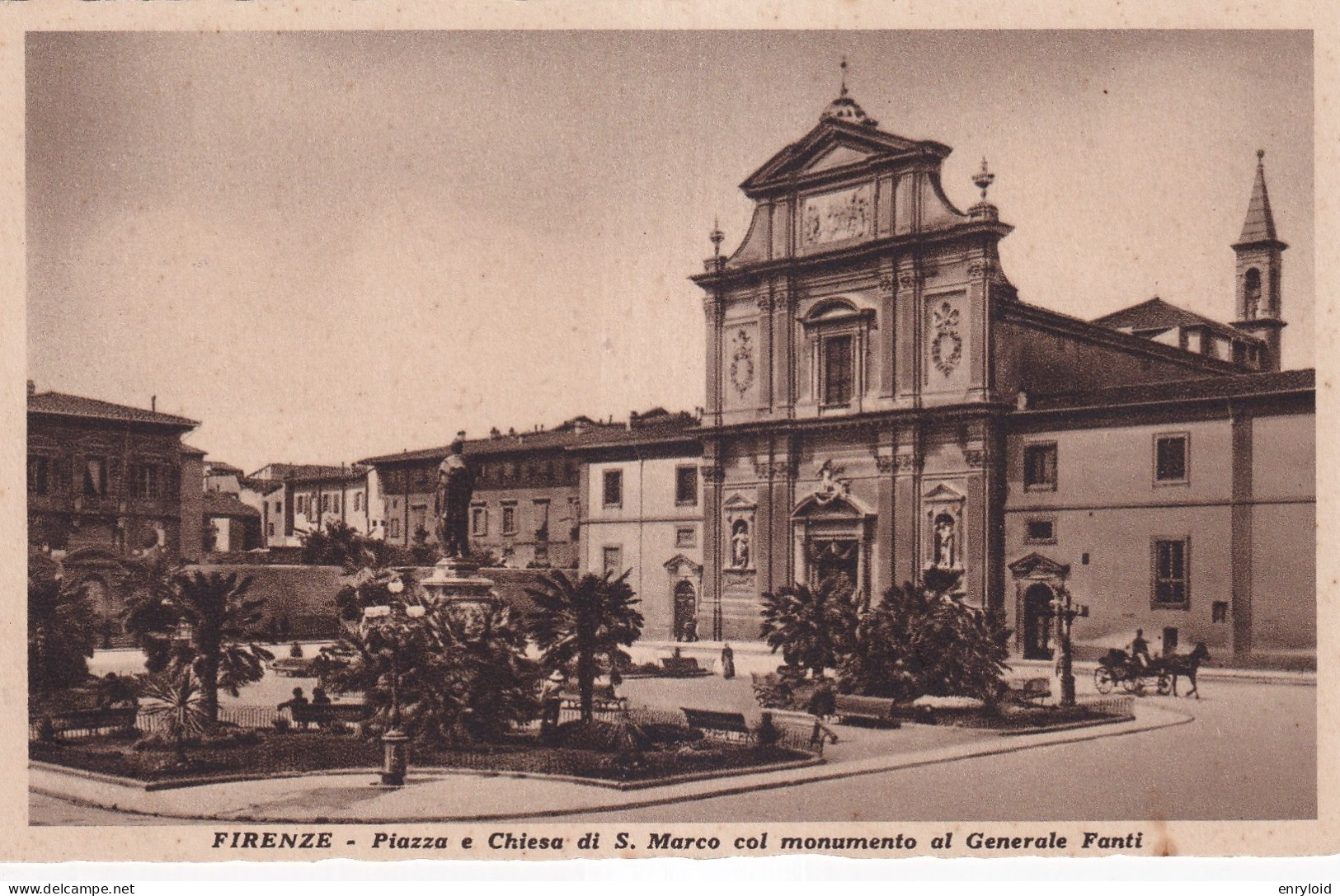 Firenze Piazza E Chiesa Di San Marco Col Monumento Al Generale Fanti - Firenze (Florence)