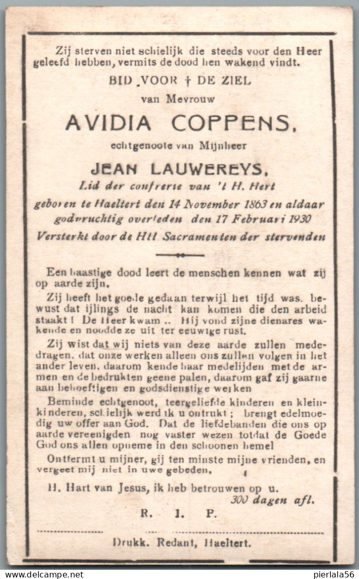 Bidprentje Haaltert - Coppens Avidia (1863-1930) - Andachtsbilder