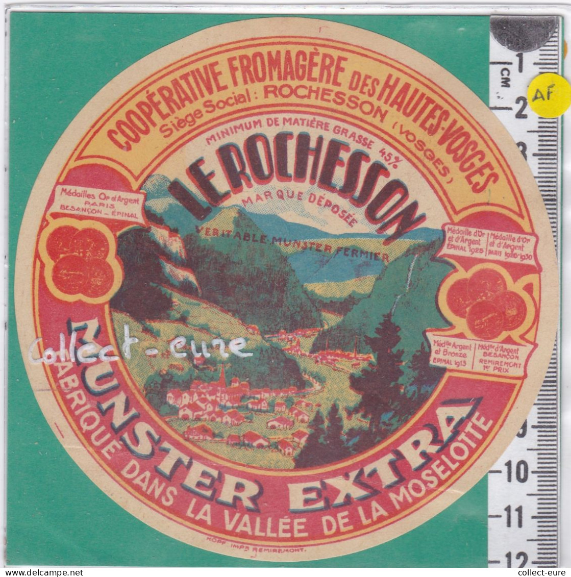 C1369 FROMAGE MUNSTER ROCHESSON VOSGES VALLEE DE LA MOSELOTTE  1930 ?? - Käse