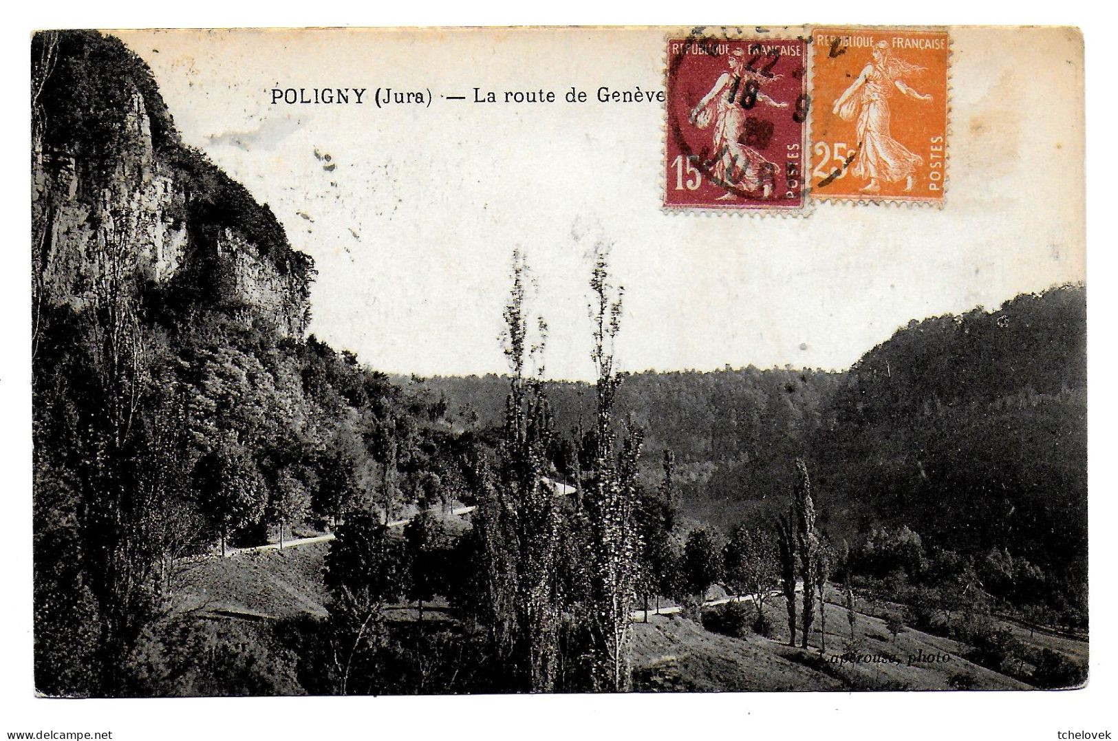 (39). Poligny. Jura. Ed Laperouse. Vaux Sur Poligny. Route De Geneve. 1928 - Poligny