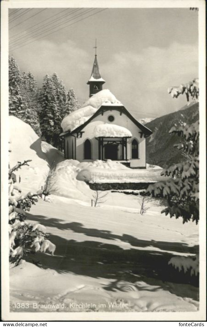 10803002 Braunwald GL Braunwald Kirche Winter X Braunwald - Sonstige & Ohne Zuordnung