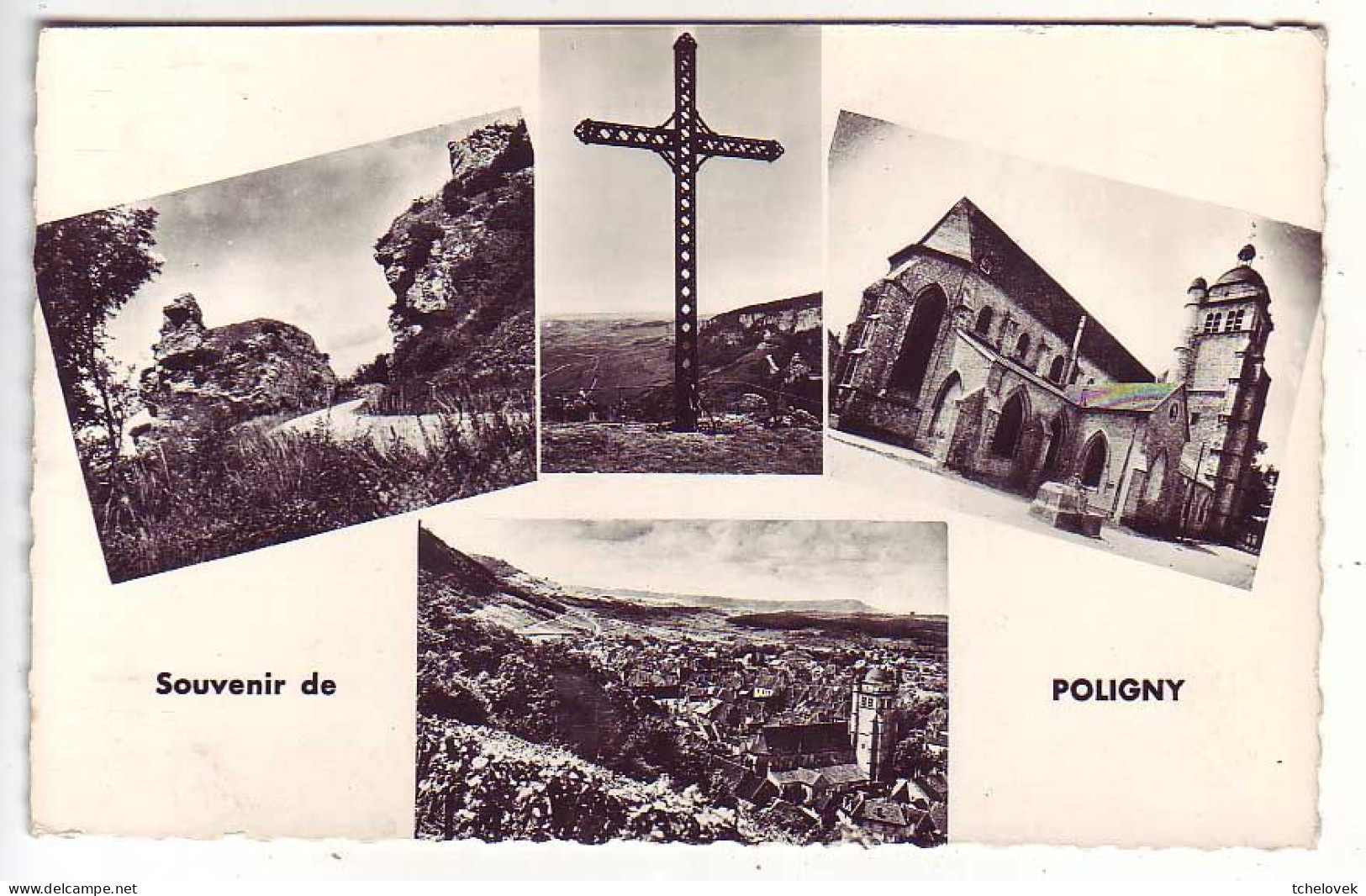 (39). Poligny. Ed Combier. 7 Souvenir Roche Percee Croix Du Dan Collegiale - Poligny