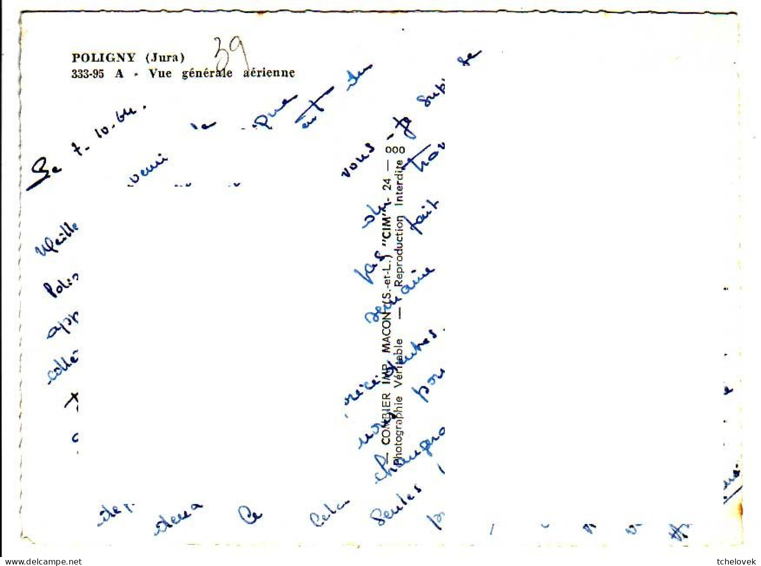 (39) Poligny. Combier. 333-95 A Vue Générale Aerienne. 1964 - Poligny