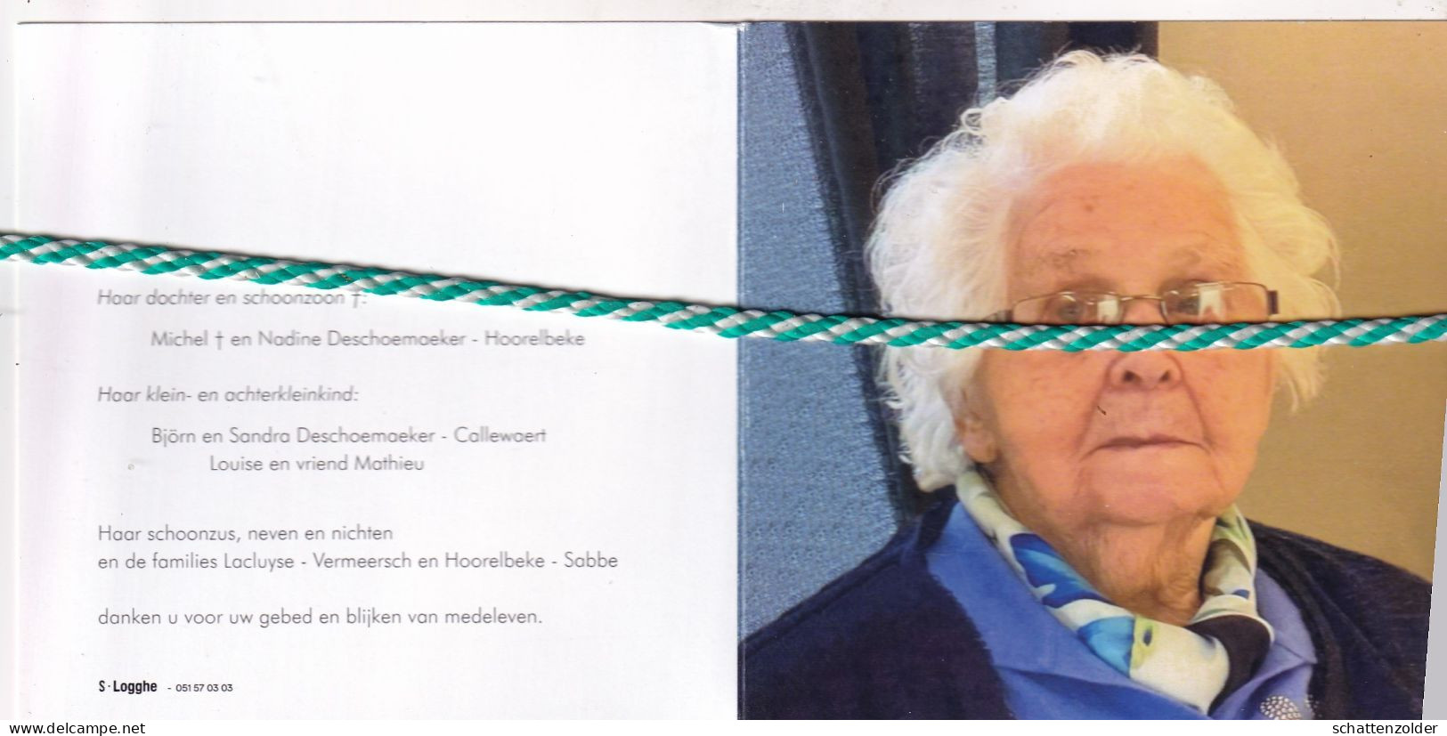 Paula 'Nera' Lacluyse-Hoorelbeke, Esen 1922, 2022. Honderdjarige. Foto - Obituary Notices