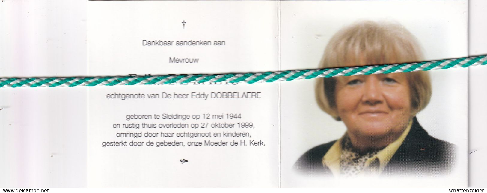 Erika De Baets-De Dobbelaere, Sleidinge 1944, 1999. Foto - Obituary Notices