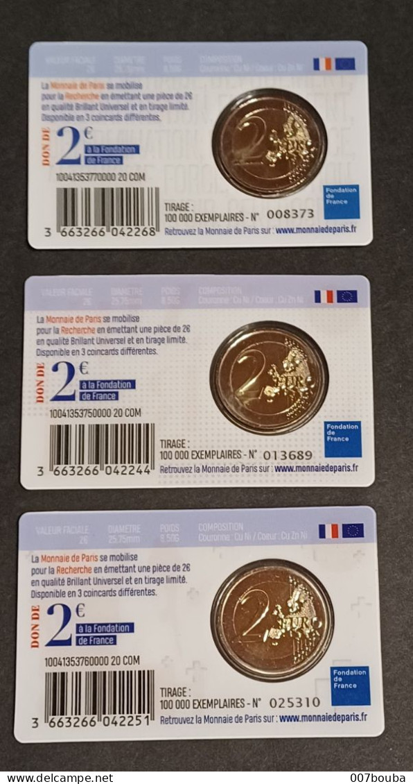 FRANCE / 2020 /3x 2 € RECHERCHE MÉDICALE _ COINCARDS / BU - France