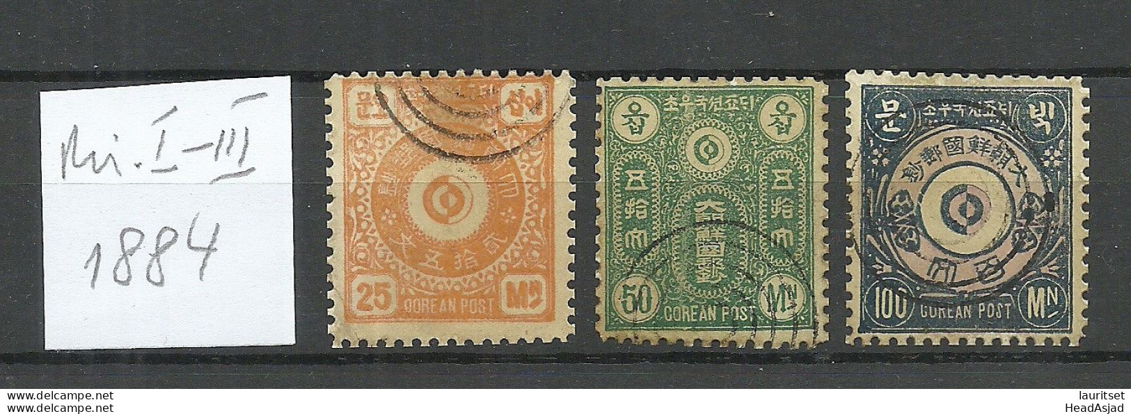 FAUX Korea Kingdom Of Choson 1884 Michel I - III (Not Issued) O Fake Cancels Falsch - Corée (...-1945)