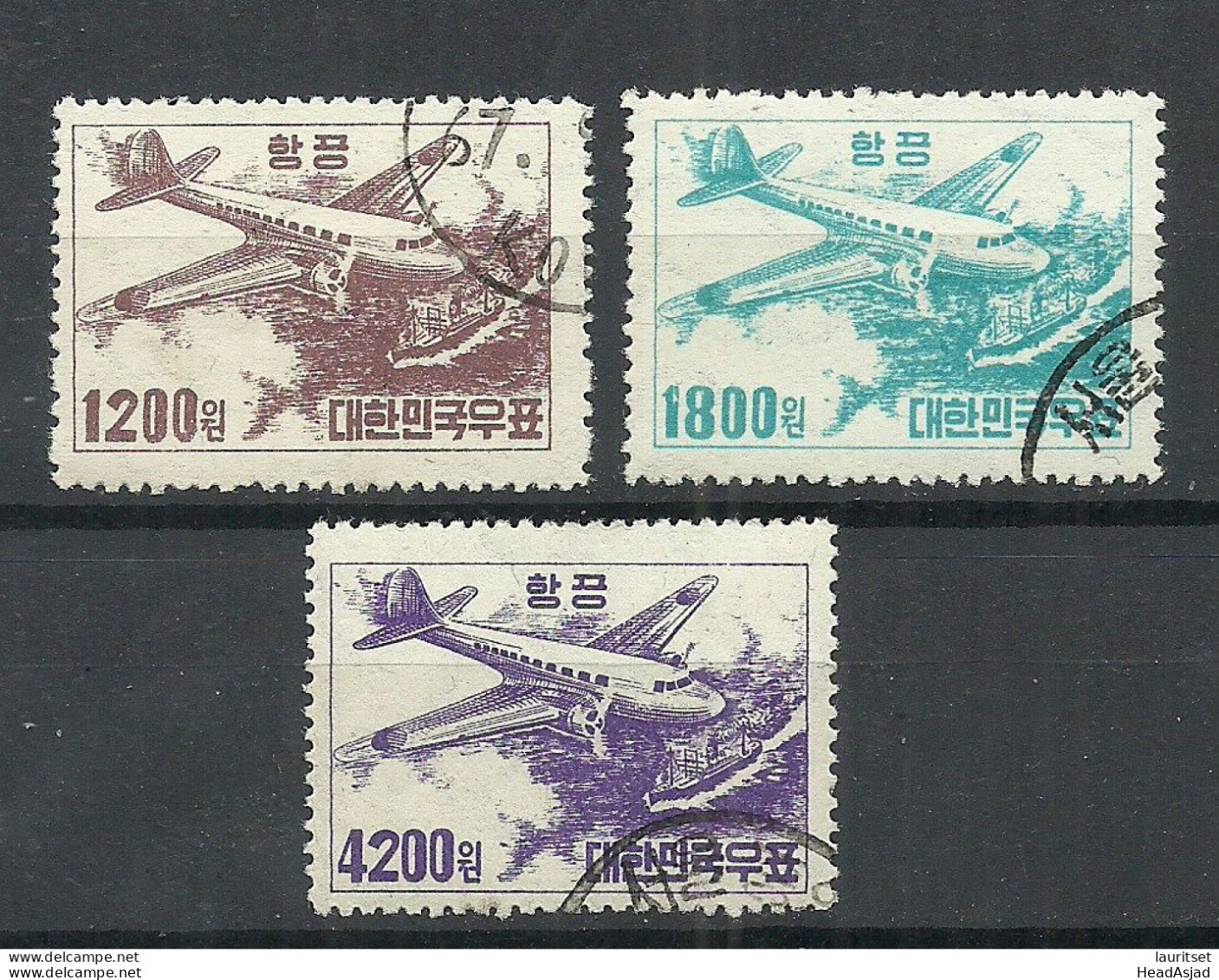 South Korea 1952 Michel 154 - 156 O Air Planes Flugzeuge Air Mail Flugpost - Airplanes