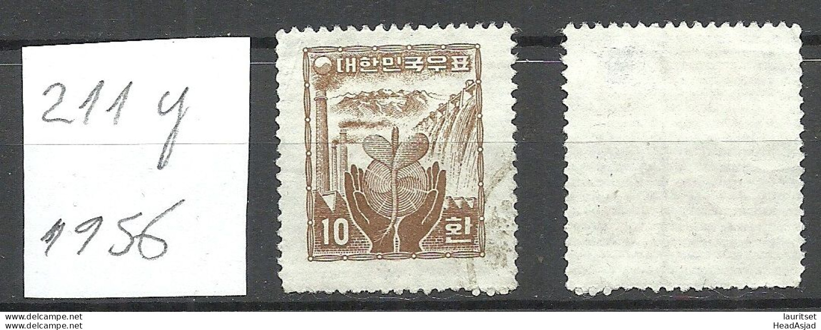 South Korea Süd-Korea 1956 Michel 211 Y (horizontally Ribbed Paper) O - Corée Du Sud