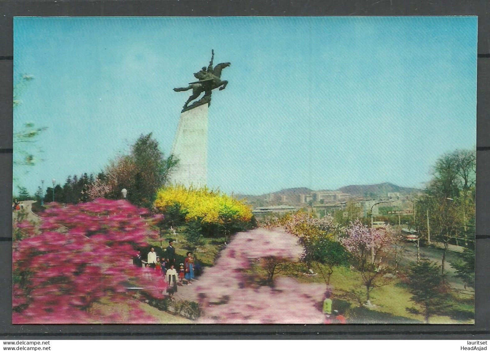 NORTH KOREA  - The Chollima Statue - Old 3D Postcard, Unused - Cartes Stéréoscopiques