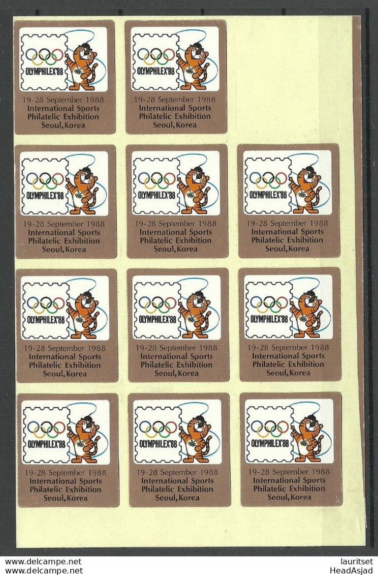 Korea 1988 Seoul Ausstellung Int. Sports Philatelic Exhibition Stickers Aufklebers Unused - Expositions Philatéliques