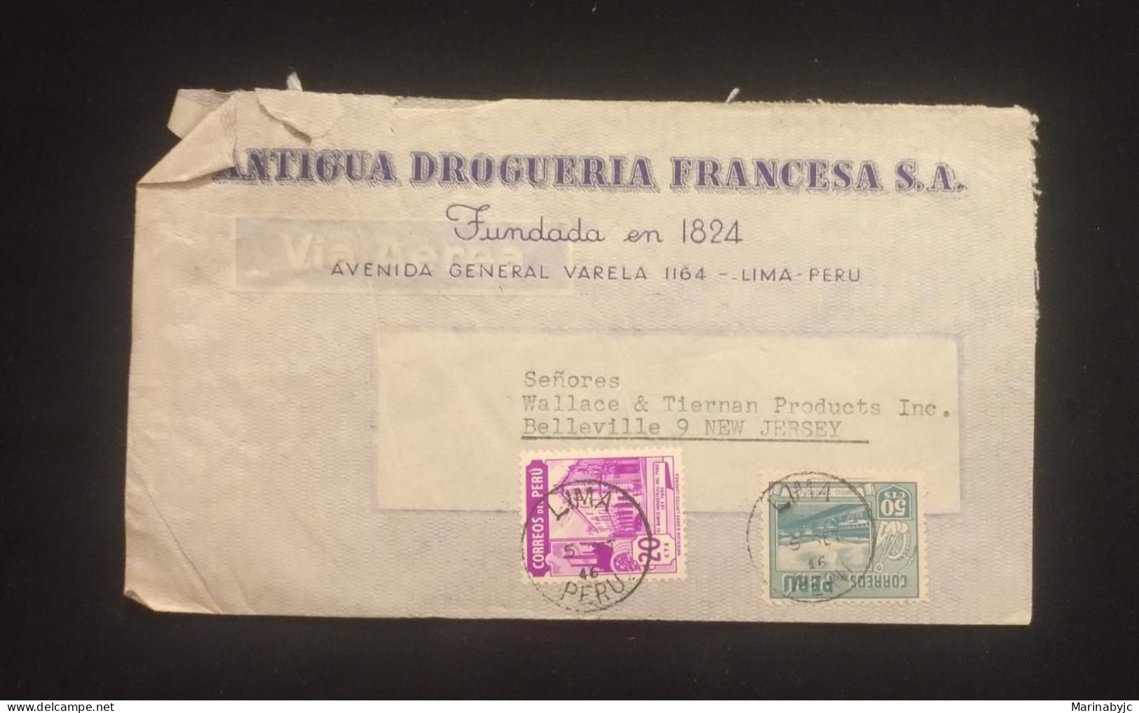 C) 1946. PERÚ. AIRMAIL ENVELOPE SENT TO USA. 2ND CHOICE - Amerika (Varia)