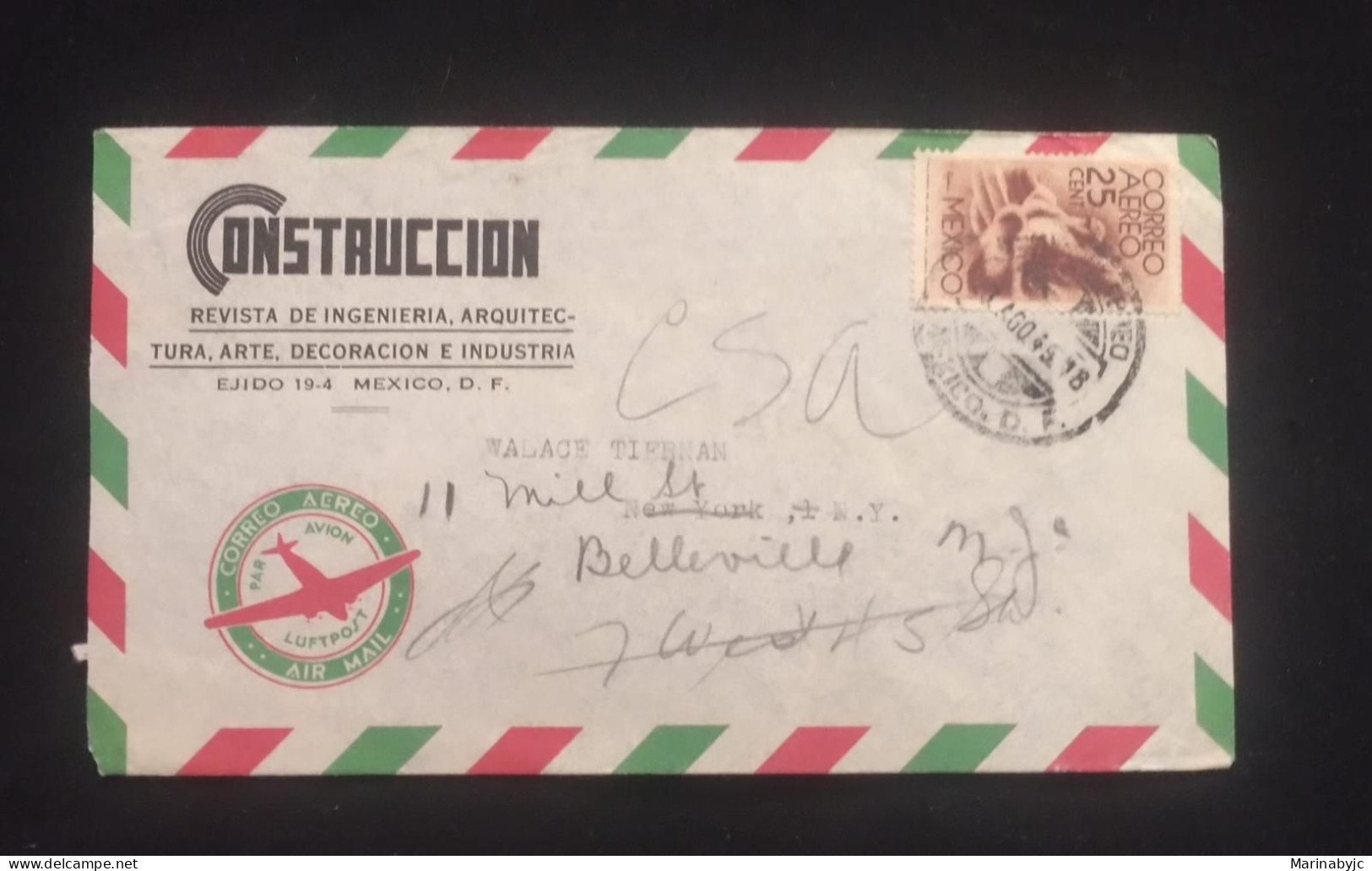 C) 1945. MEXICO. AIRMAIL ENVELOPE SENT TO USA. 2ND CHOICE - Autres - Amérique