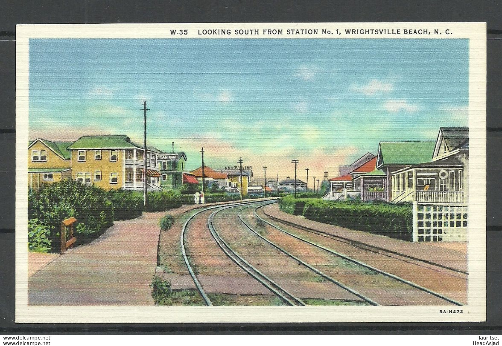 USA, Looking South From Station No 1 Wrightsville Beach N. Y., Unused Railway Eisenbahn - Bahnhöfe Ohne Züge