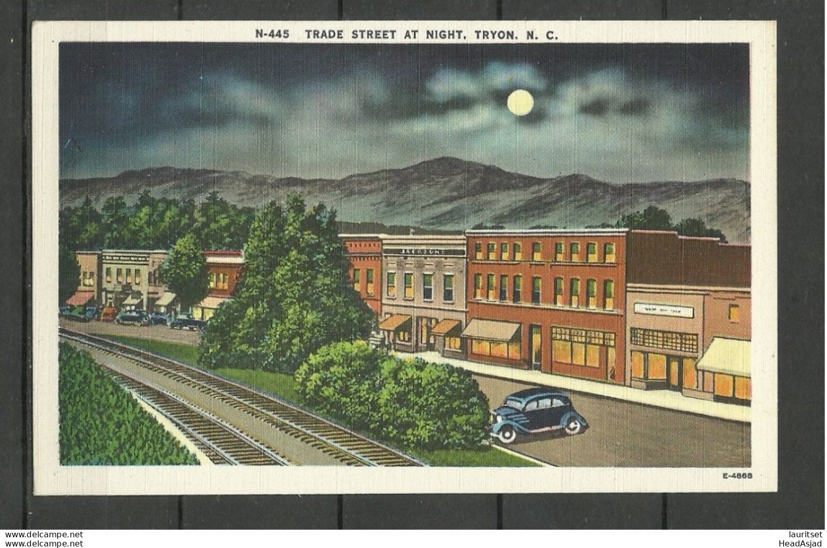 USA North Carolina Trade Street At Night Tryon N. C., Unused - Sonstige & Ohne Zuordnung