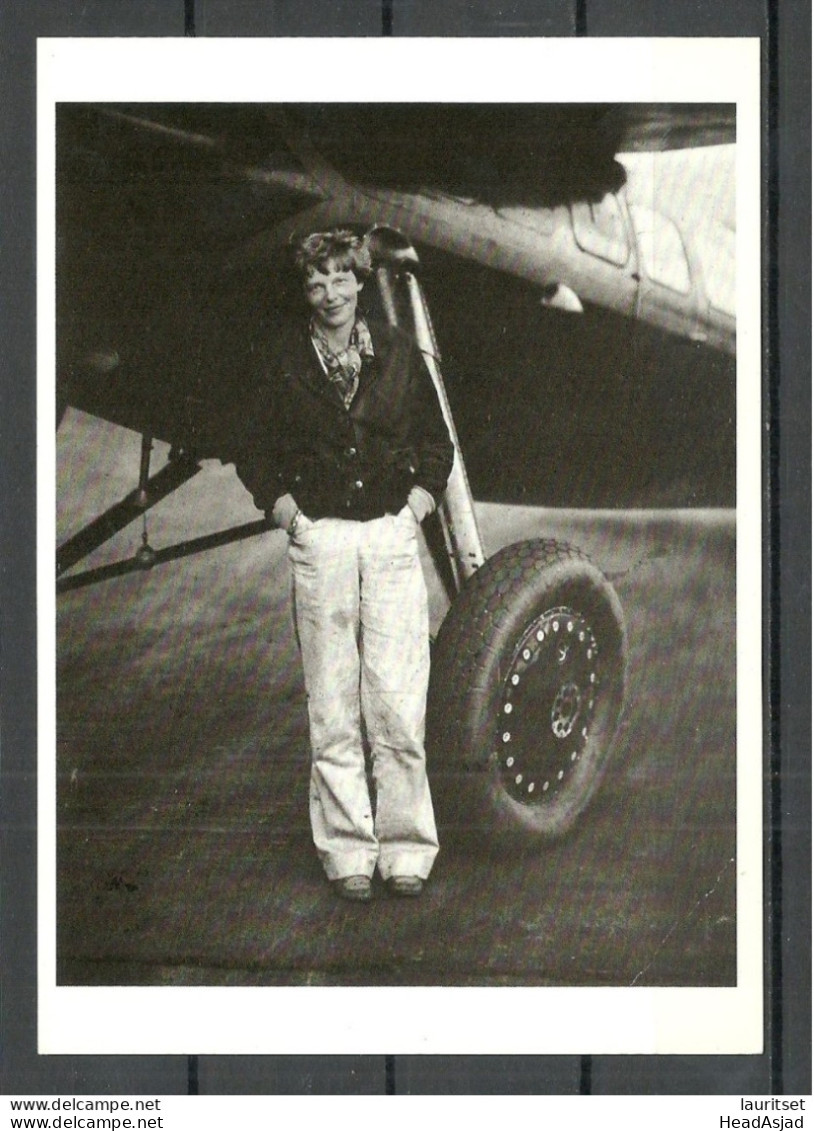 Amelia Earhart, President Of The Women Pilot Organisation Etc. Printed In USA, Unused Aviation Air Plane Flugwesen - Famous Ladies