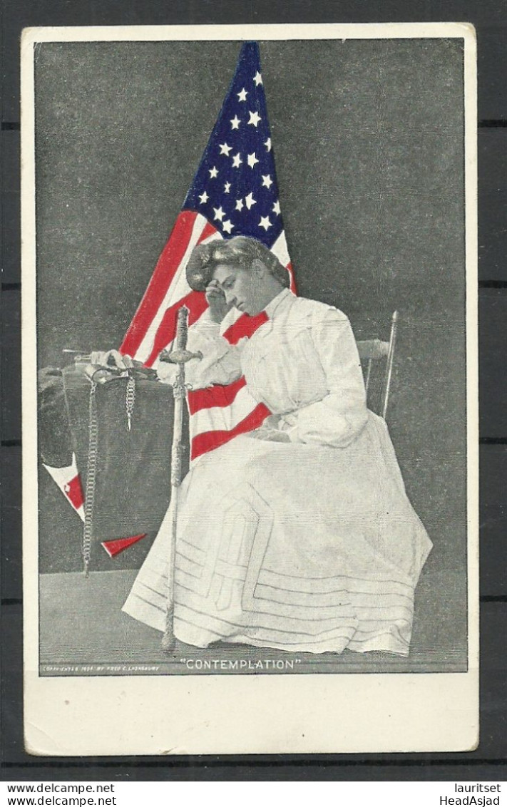 USA Post Card "Contemplation" (1904), Unused Flag Flagge Sword Etc. Art Kunst - Sonstige & Ohne Zuordnung