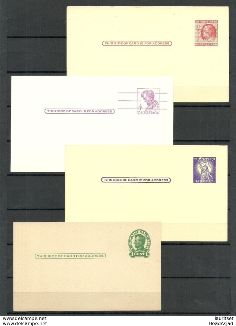 USA - 4 Postal Stationery Cards Ganzsachen, Unused - 1921-40