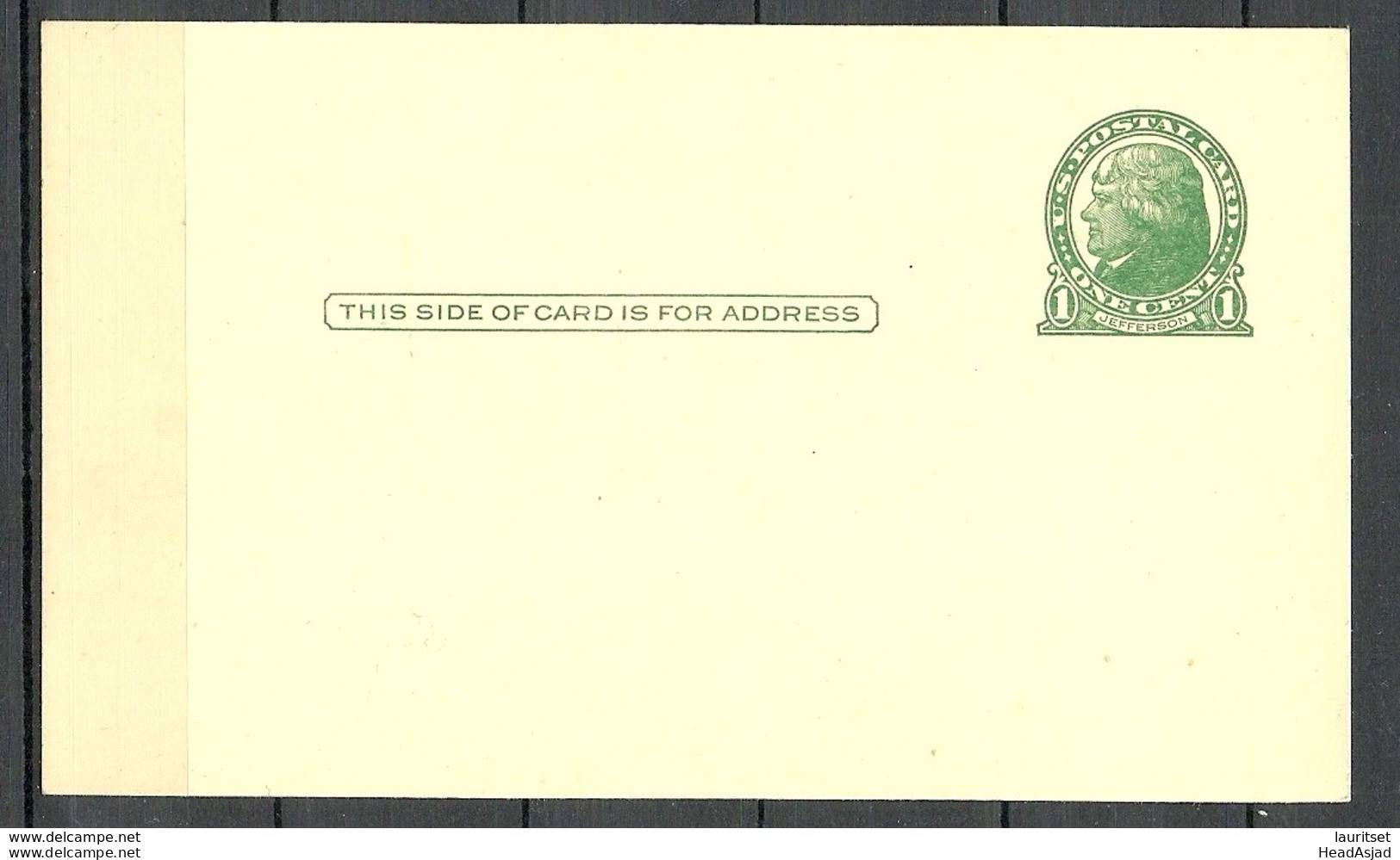 USA 1937 Postal Stationery Stamped Postal Card Ganzsache Jefferson 1 C. Unused - 1921-40