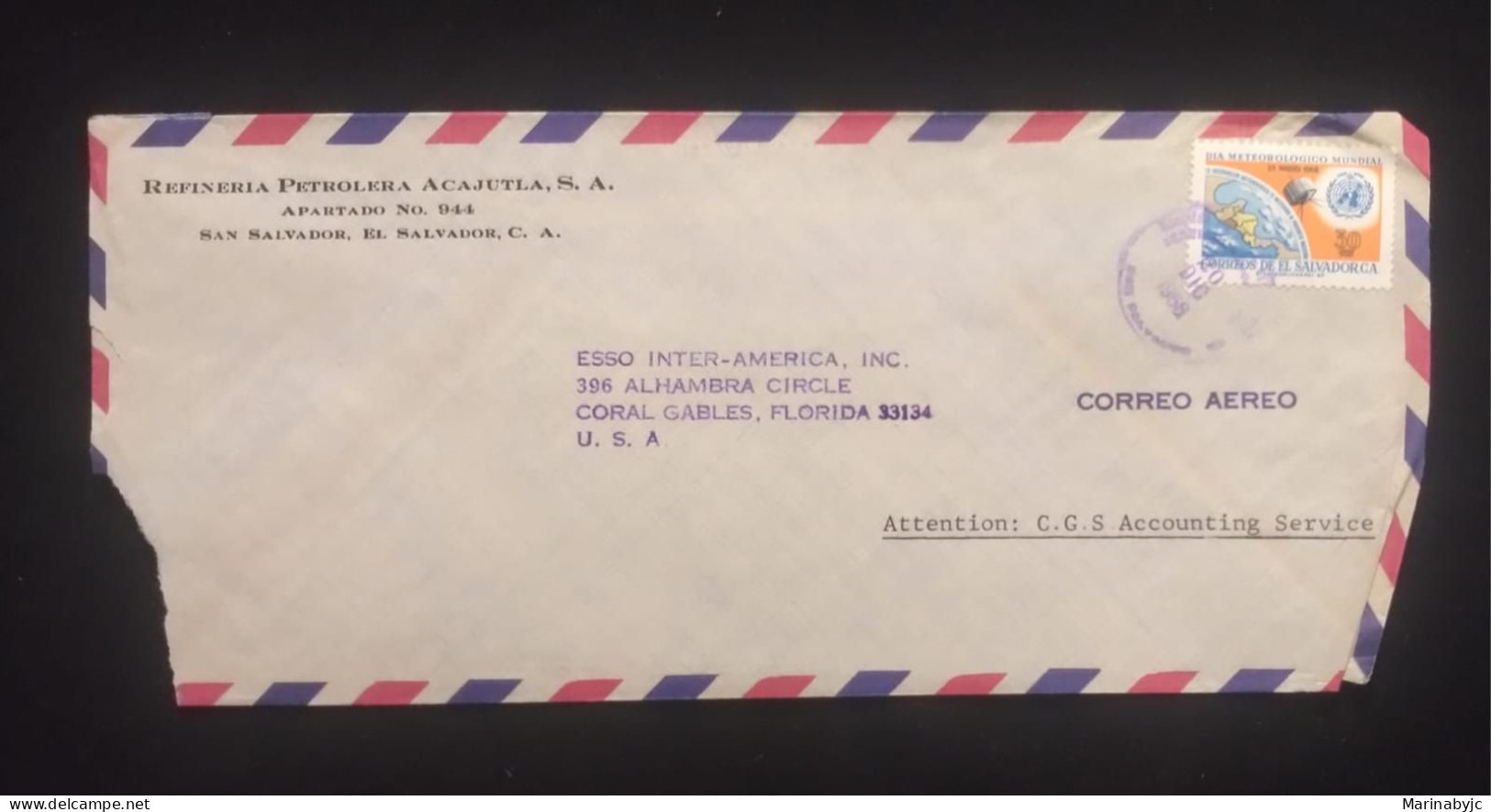 C) 1968. EL SALVADOR. AIRMAIL ENVELOPE SENT TO USA. 2ND CHOICE - America (Other)