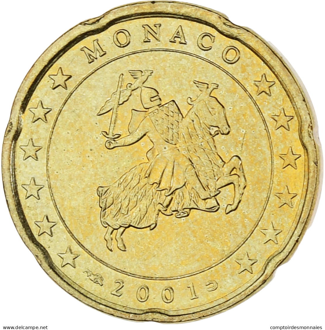 Monaco, Rainier III, 20 Euro Cent, 2001, Paris, SUP, Laiton, Gadoury:MC176 - Monaco