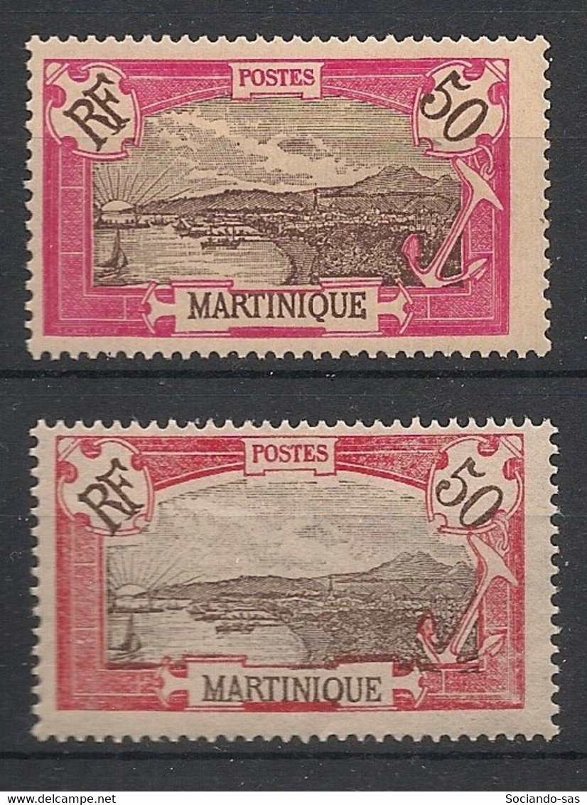 MARTINIQUE - 1908-18 - N°YT. 73 + 73a - Fort De France 50c - Rose Vif + Rouge - Neuf Luxe ** / MNH / Postfrisch - Nuovi