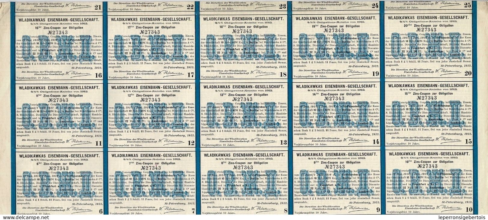 Obligation De 1912 - Obligation Mark Der Wladikawkas 4 1/2 % - Eisenbahn - Rusland