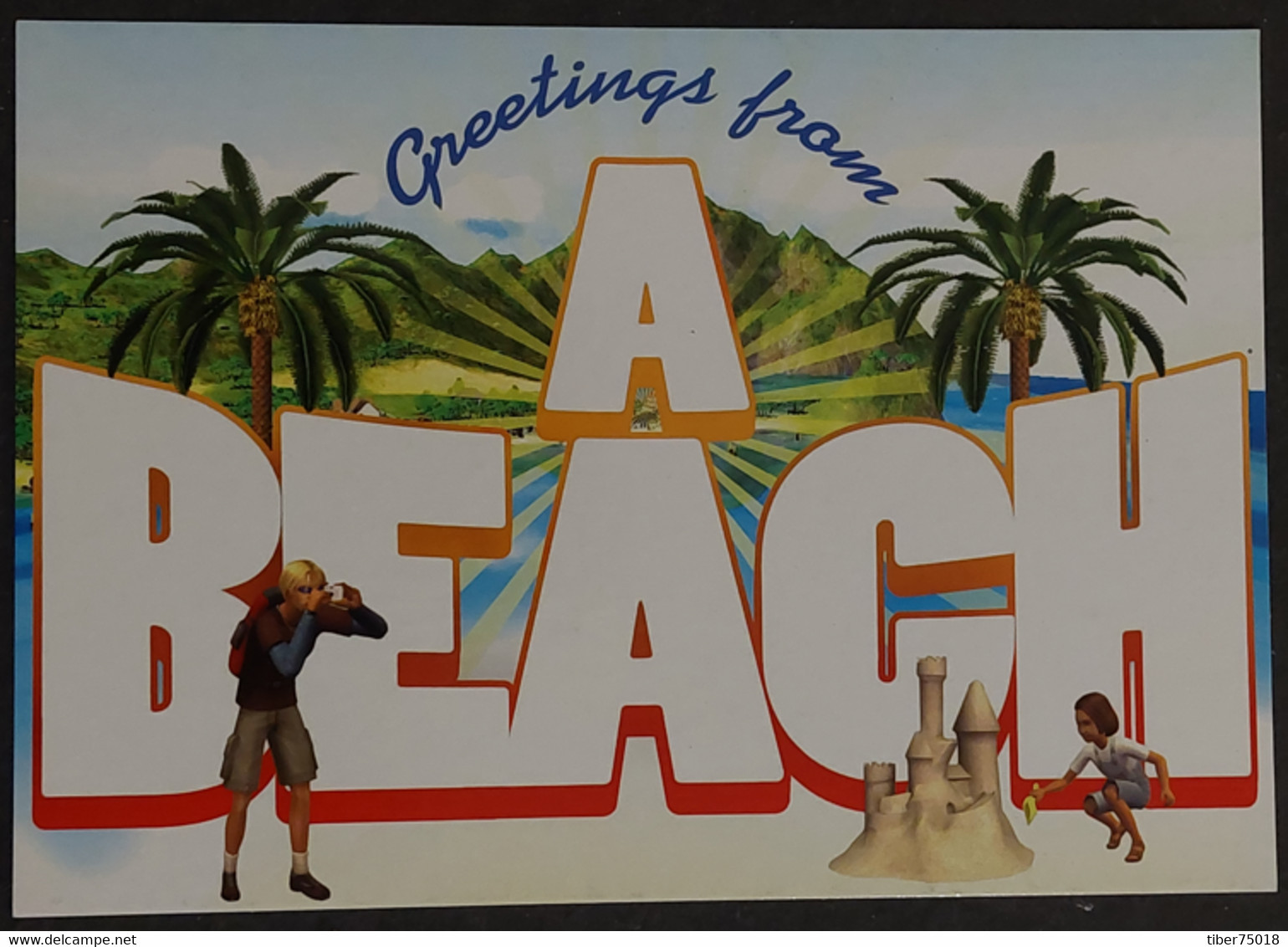Carte Postale "Descartes Media" (2007) - Greeting From A Beach - Restez En Vacances Avec Les Sims ! - Pubblicitari