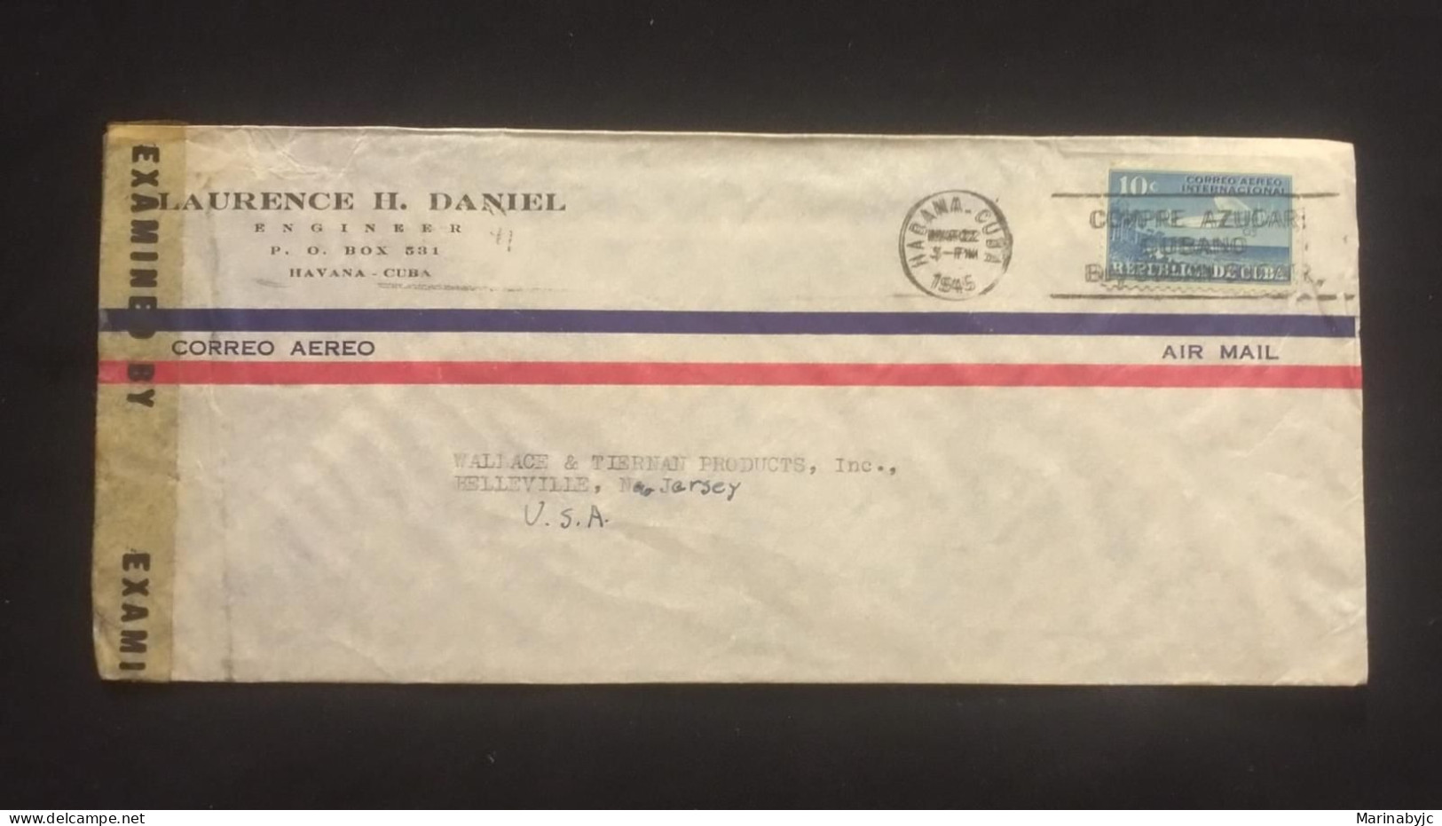 C) 1945. CUBA. AIRMAIL ENVELOPE SENT TO USA. XF - America (Other)