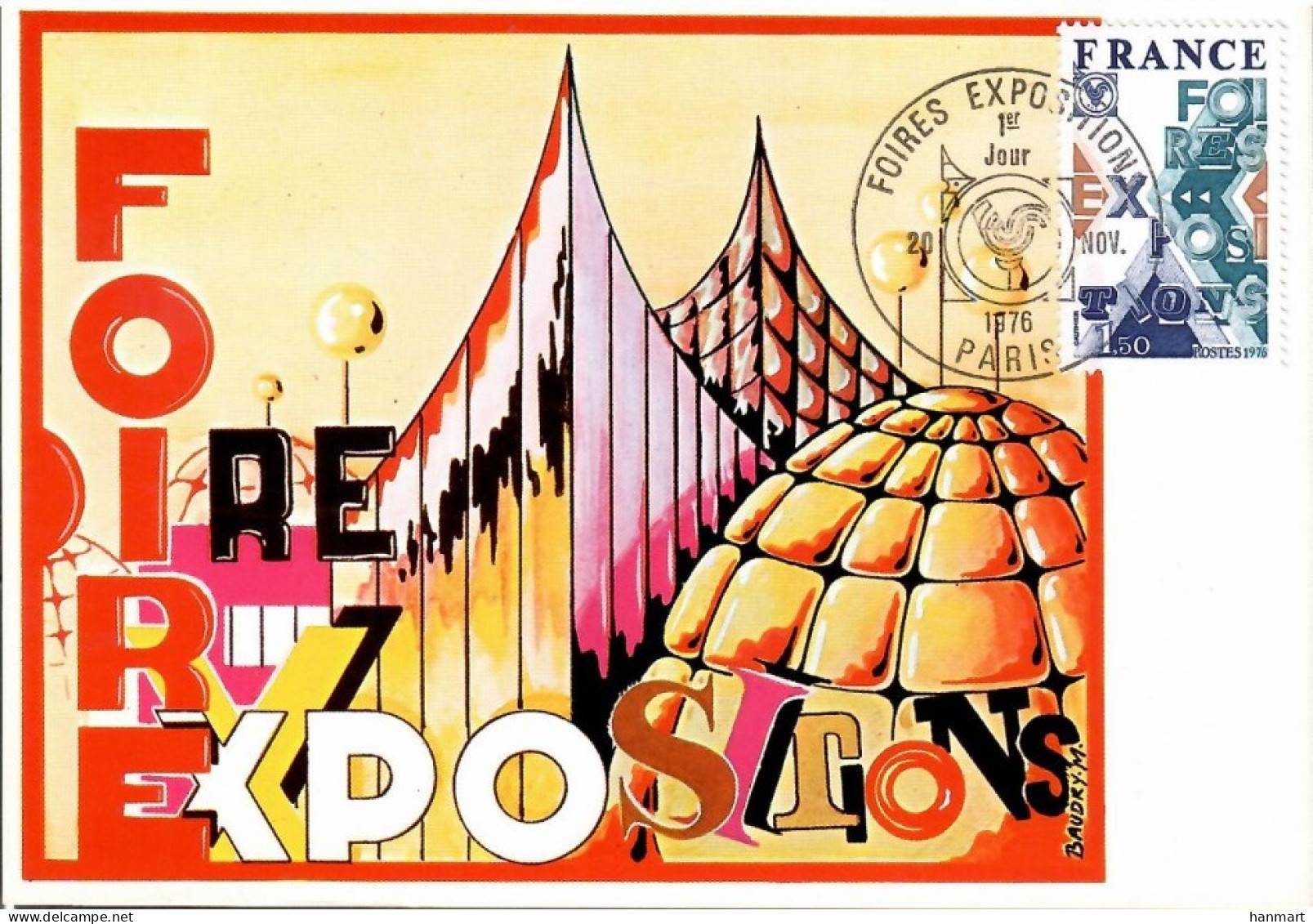 France 1976 Mi 2000  Max Card  (MAX ZE1 FRN2000) - Autres Expositions Internationales
