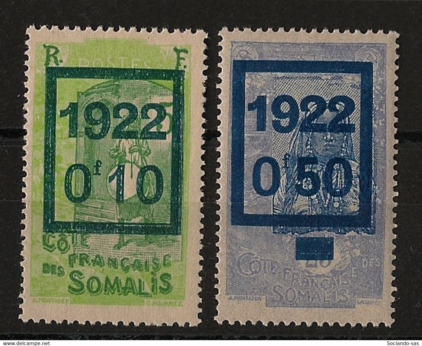 COTE DES SOMALIS - 1922 - N°YT. 101 à 102 - Série Complète - Neuf * / MH VF - Nuovi
