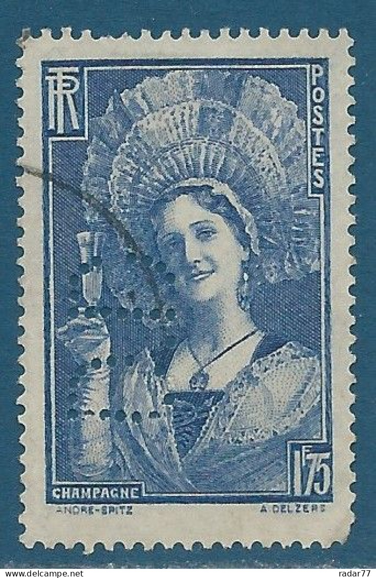 N°388 Champenoise Oblitéré Perforé D.D ( Doré Et Fils - Fontaine Les Grés) - Used Stamps